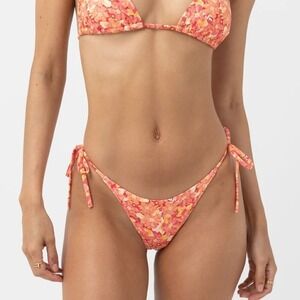 Rhythm Zadie Floral Tie Side Hi Cut Bikini Pant Chilli‎ XS New With Tags